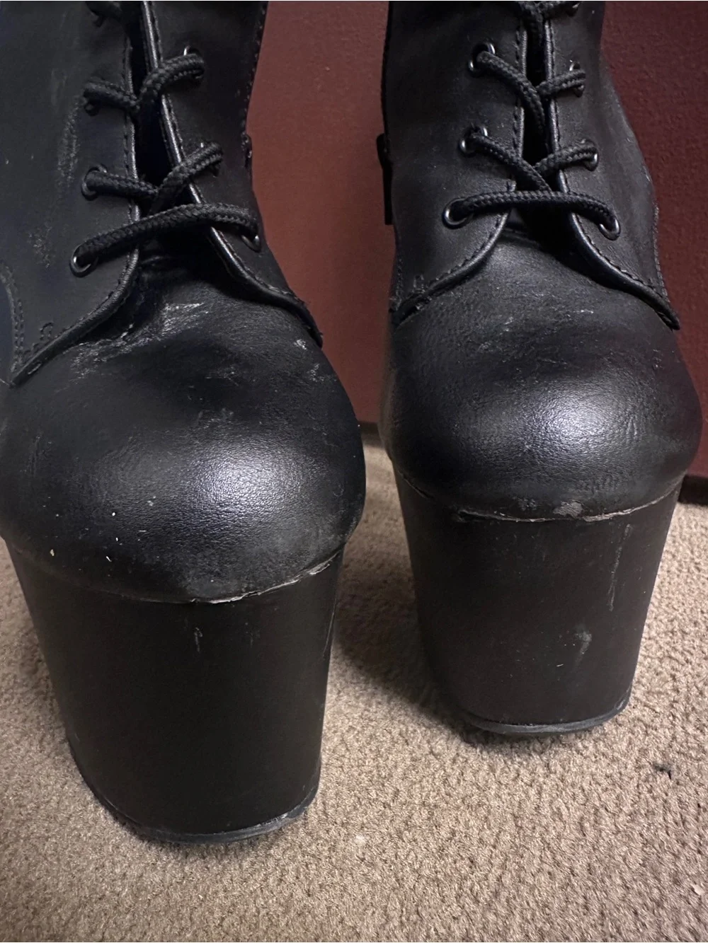 Pleaser Aspire Women’s Black Lace-Up Platform Ankle Boots